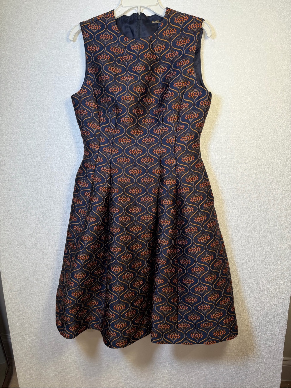 Brooks Brothers Navy and Rust Sleeveless Fit-and-Flare Dress